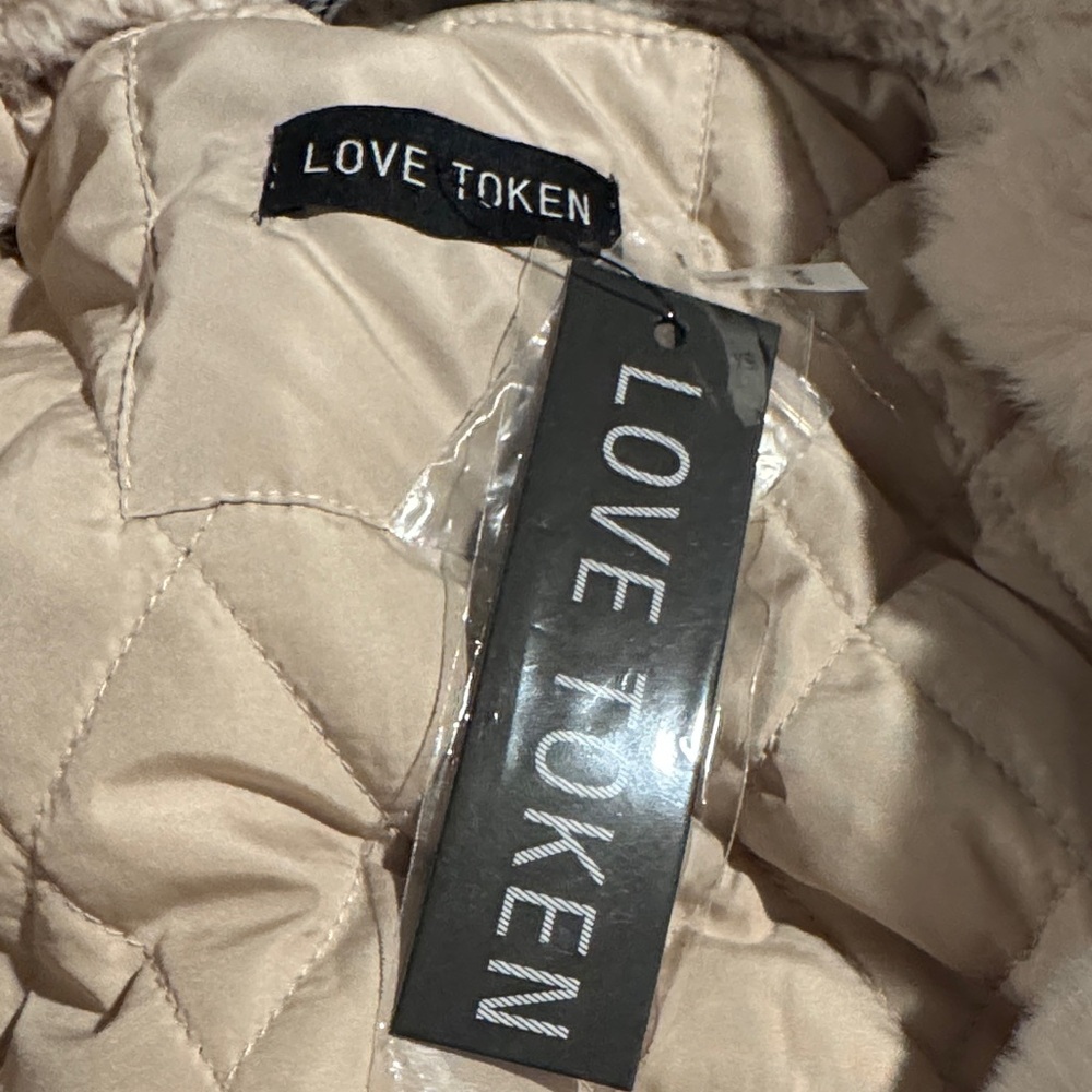 Love Token Light Blue Denim Jacket with Cream Fur Trim - Picture 2 of 5